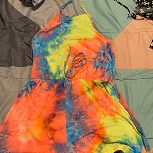 Tie die short jumpsuit